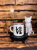 Tasse en émail blanche floquée animaux