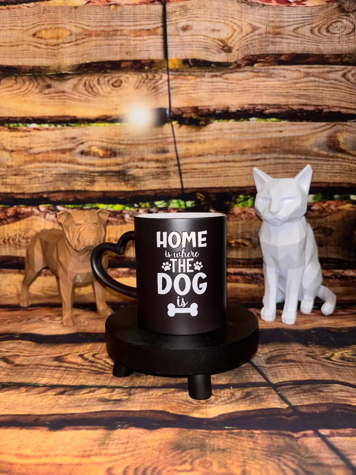 Mug noir floqué animaux