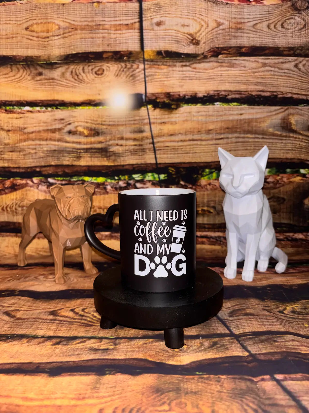 Mug noir floqué animaux