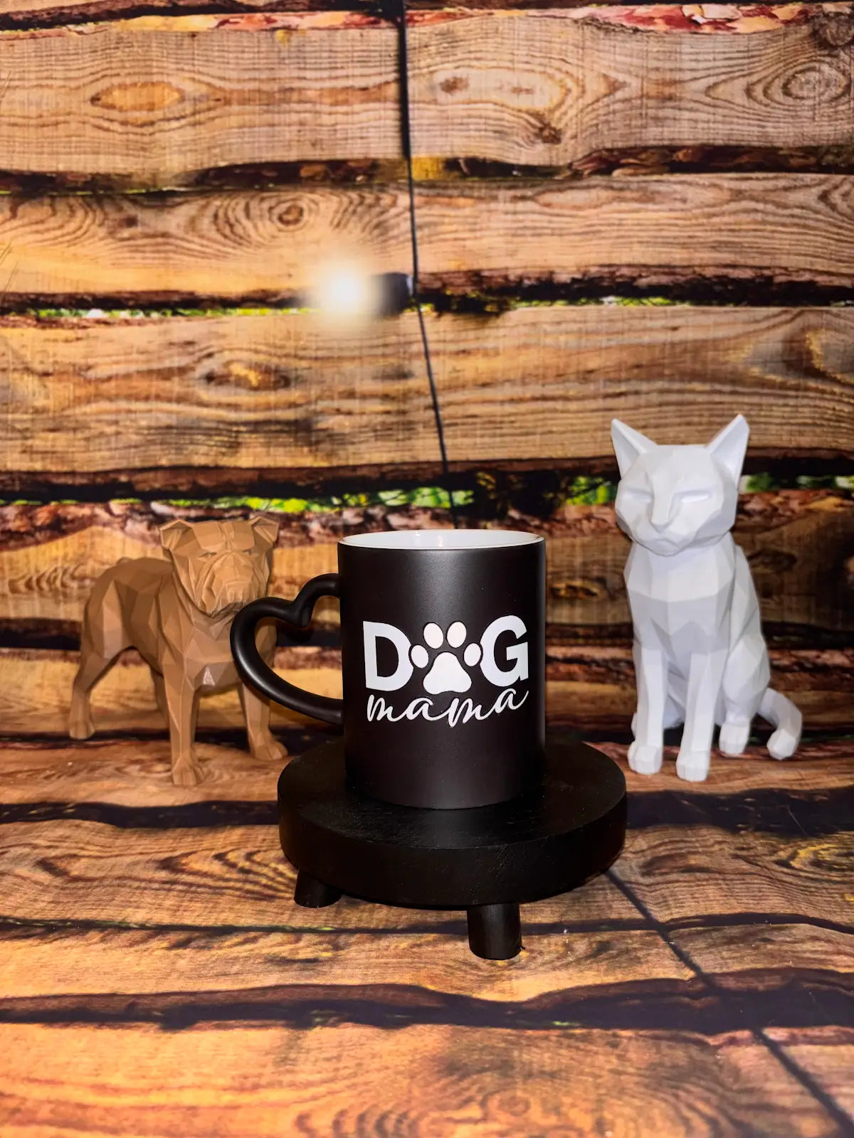 Mug noir floqué animaux